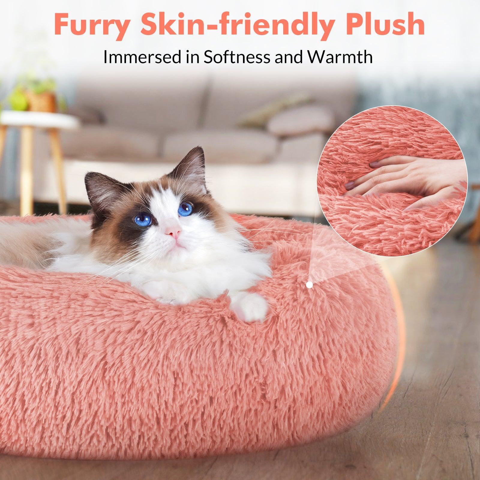 Soft Plush 20'' Donut Pet Bed - Pink 