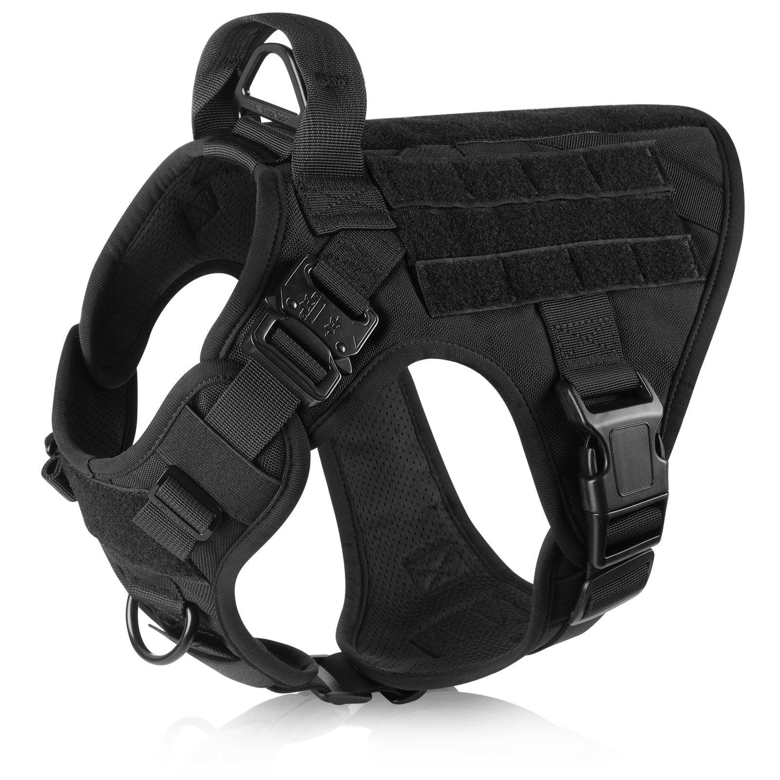 PAWTRENDER Tactical Dog Harness for Large Dogs - Black 