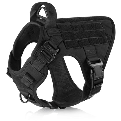 PAWTRENDER Tactical Dog Harness for Large Dogs - Black 