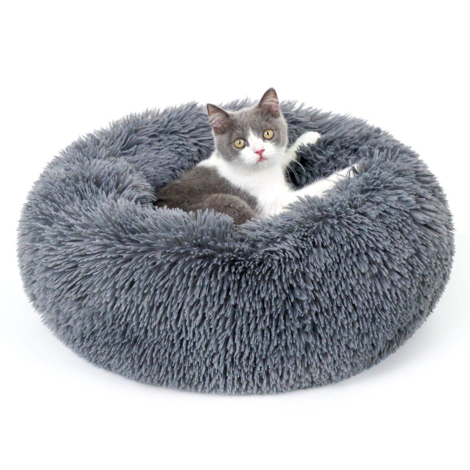 Soft Plush 20'' Donut Pet Bed - Dark Grey 