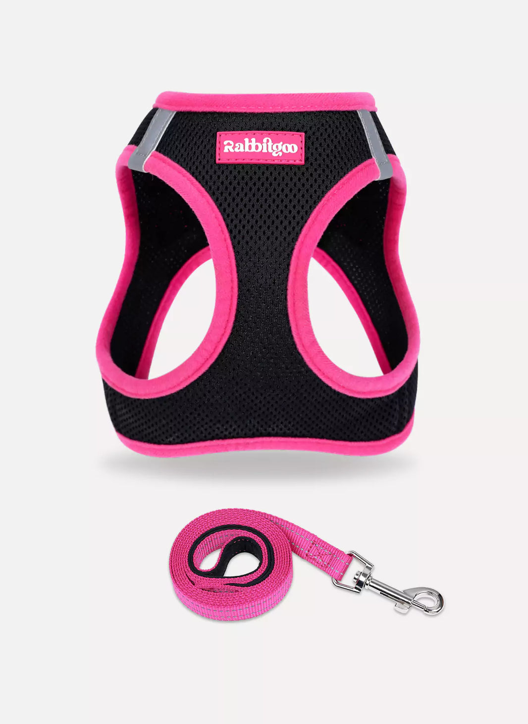 Minifit Small Dog Harness and Leash Set - Black & Rose Red