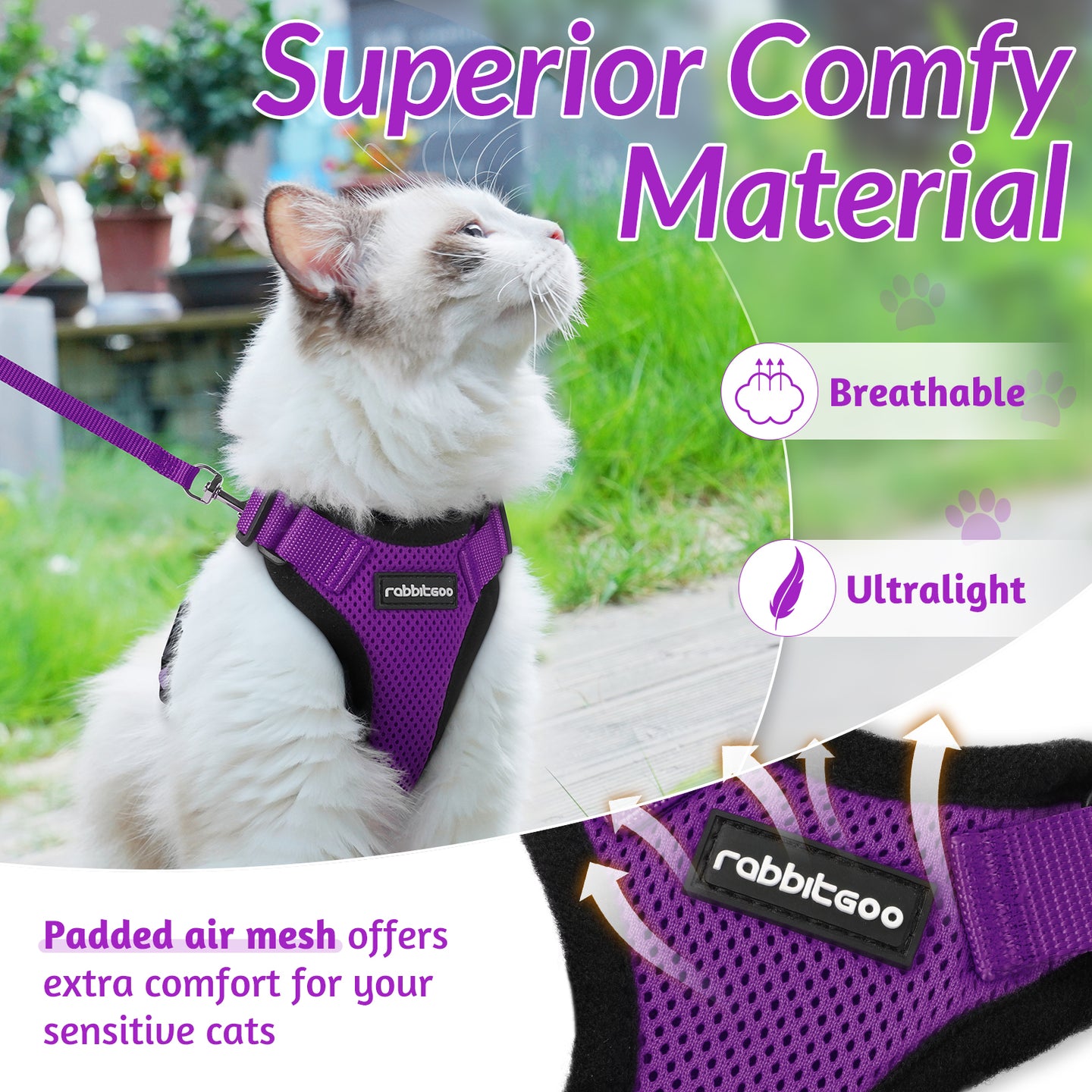 Rabbitgoo Adjustable Cat Harness and Leash Set