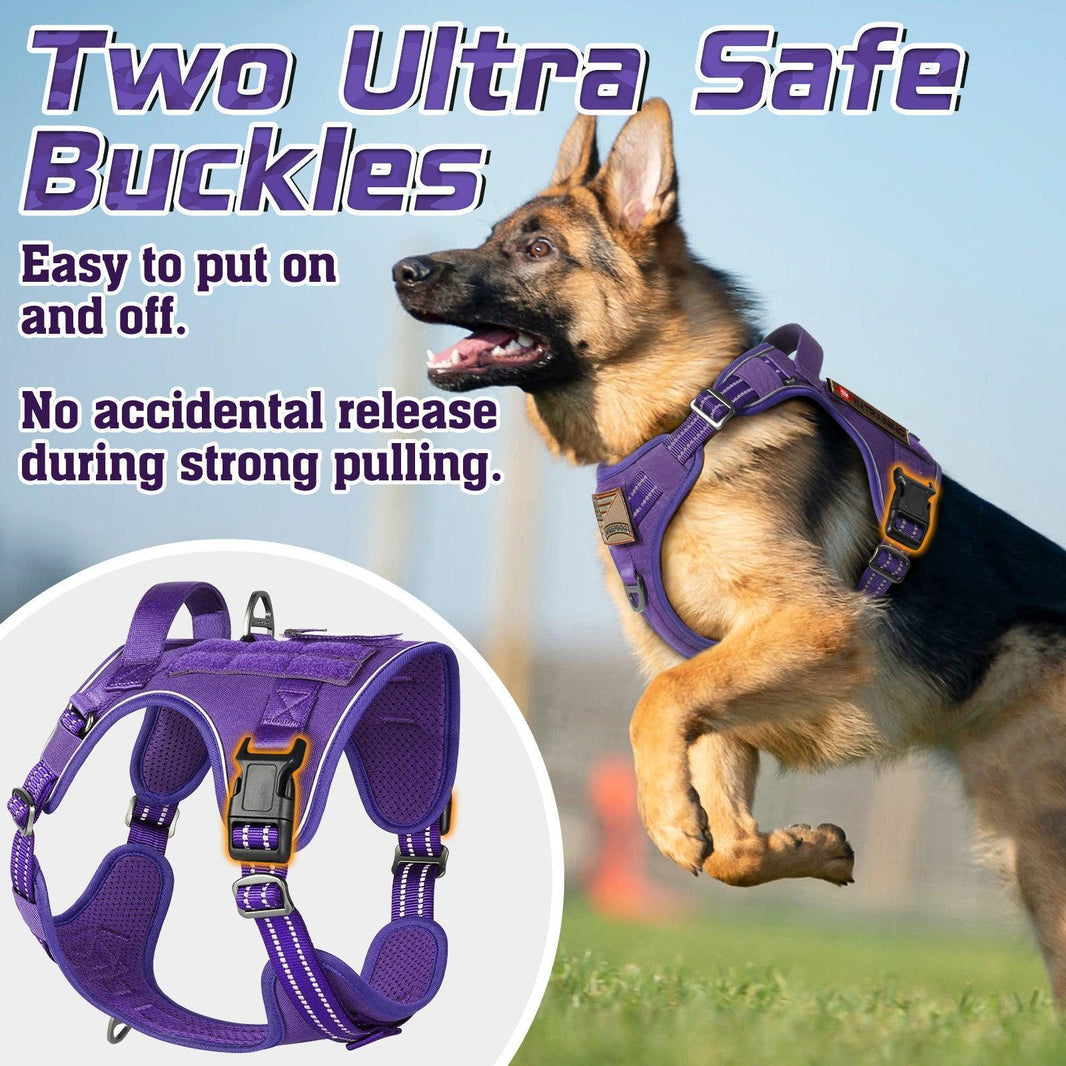 ColorPop Escape Proof Tactical Dog Harness - Purple