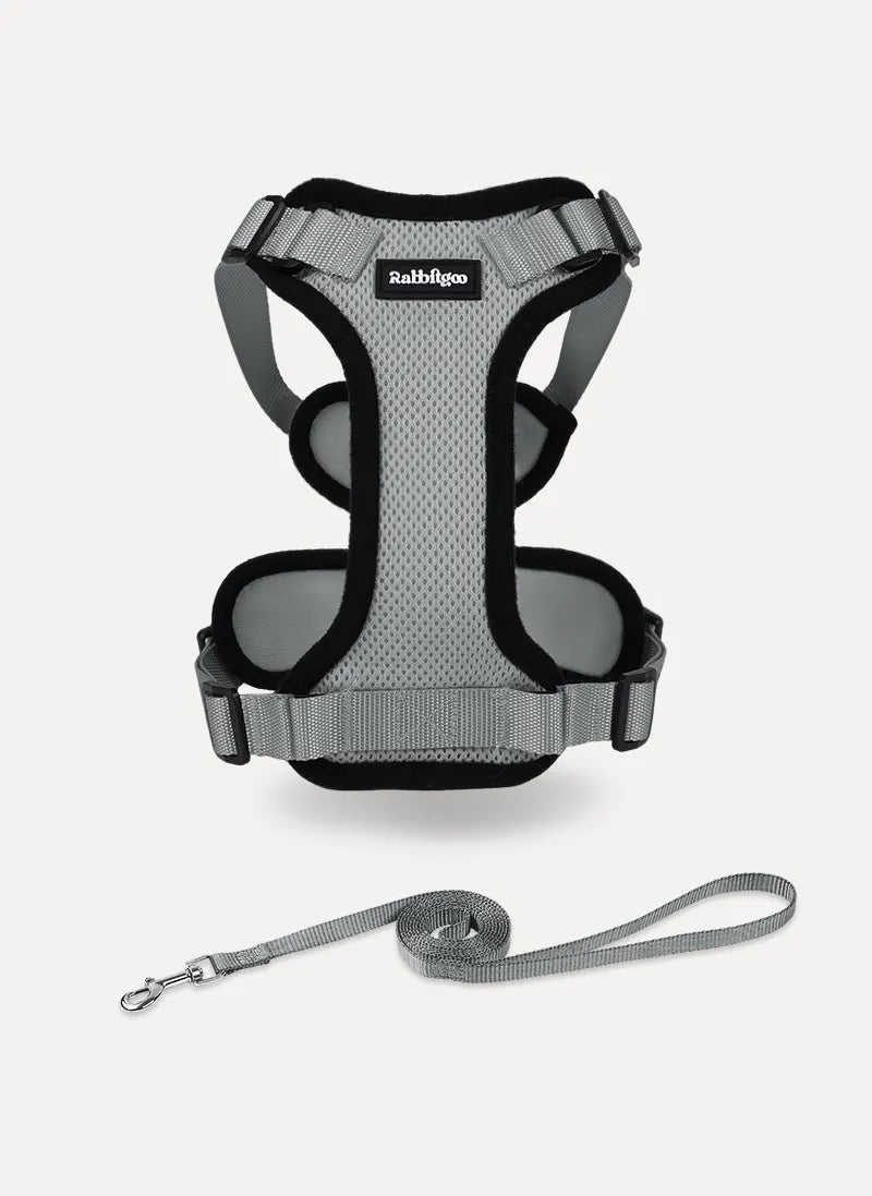 Rabbitgoo Classic Adjustable Cat Harness and Leash Set - Grey