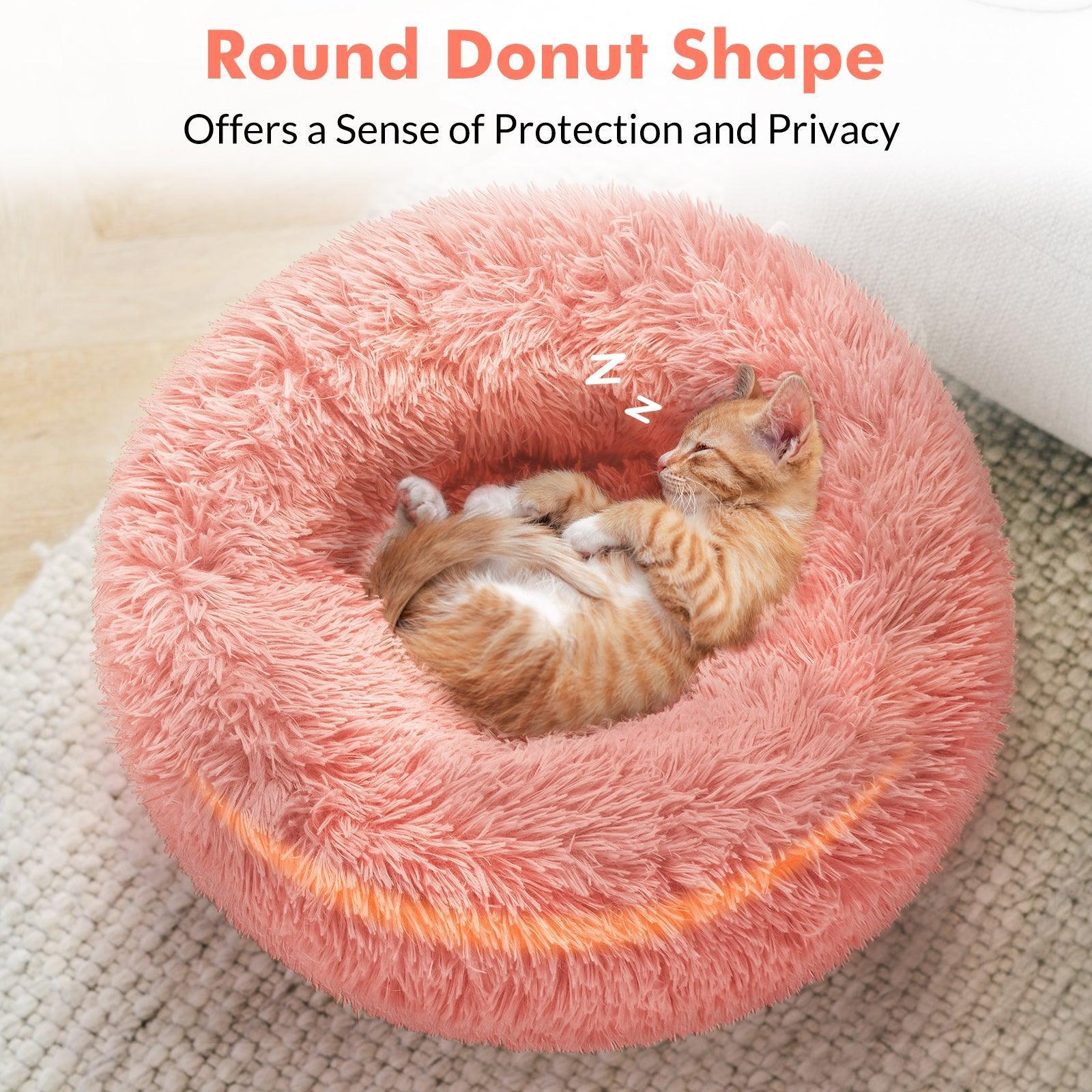 Soft Plush 20'' Donut Pet Bed - Pink 