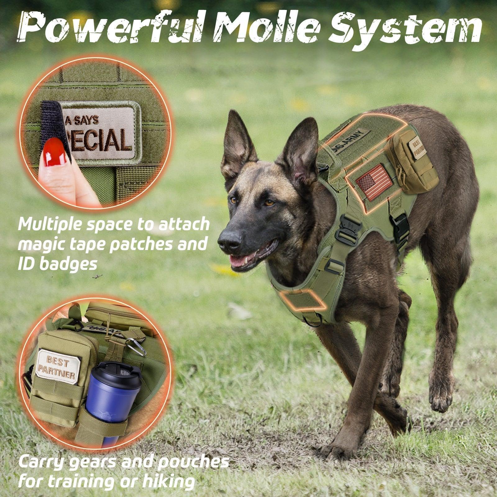 Tactical Dog Harness Vest with Handle - Green 