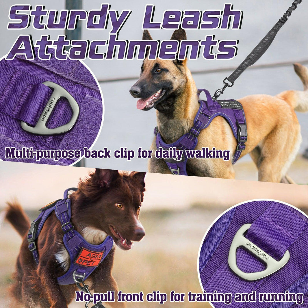 ColorPop Escape Proof Tactical Dog Harness - Purple