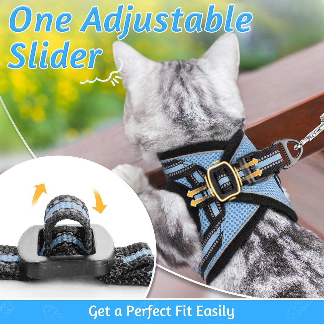Rabbitgoo Escape Proof Cat Harness and Leash Set - Light Blue