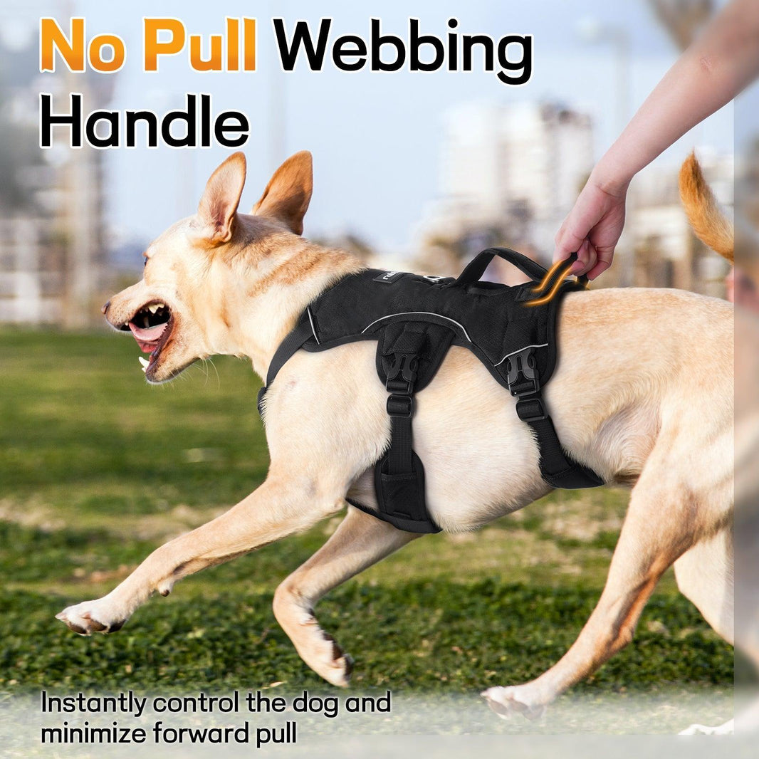 Rabbitgoo Large Dog Harness with Handle - Black