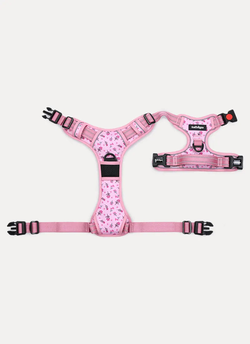 BloomWalk Easy-On No Pull Dog Harness - Floral Pink