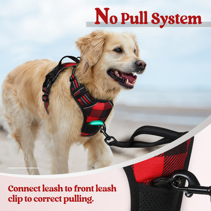 Rabbitgoo Plaid Dog Harness for Large Dogs