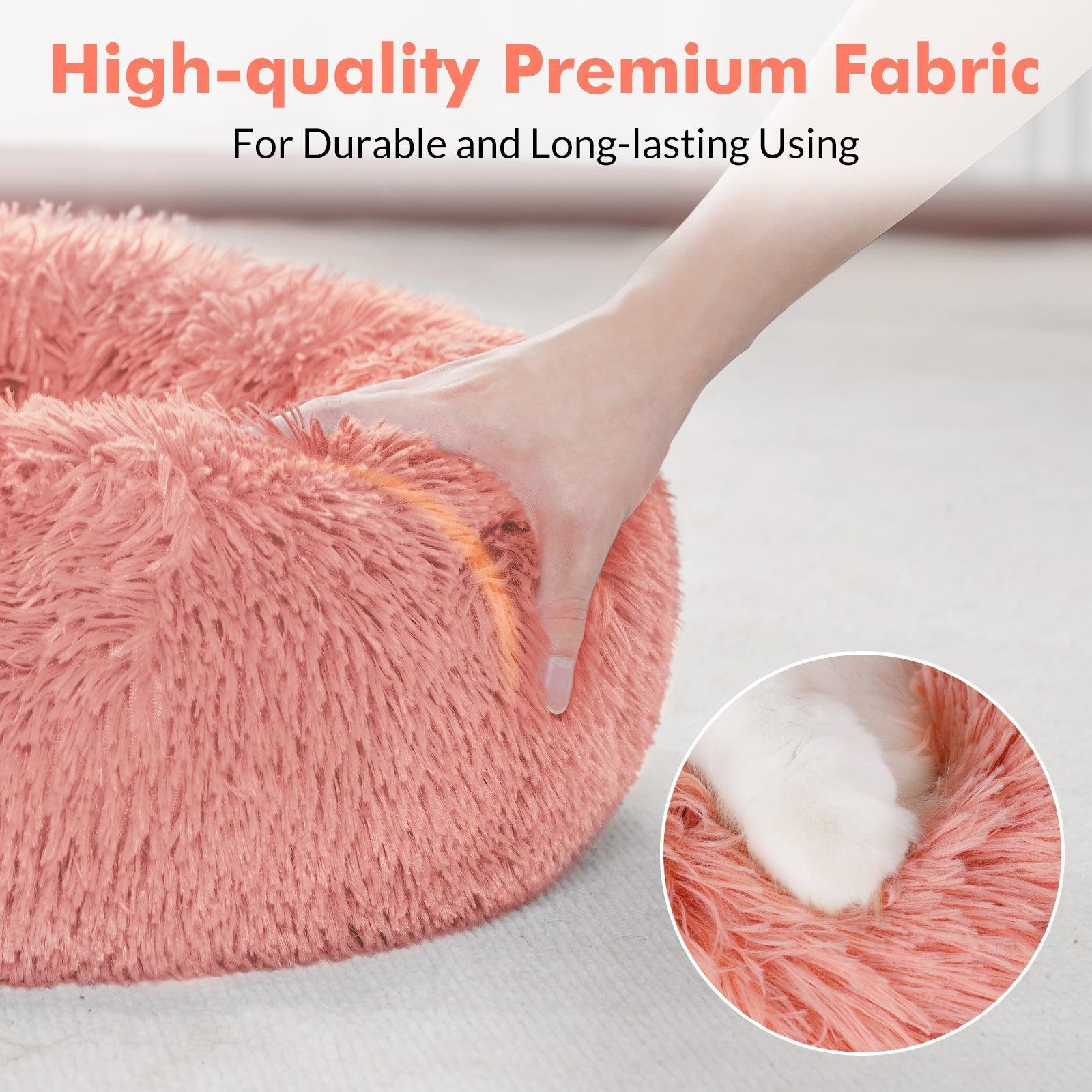 Soft Plush 20'' Donut Pet Bed - Pink 
