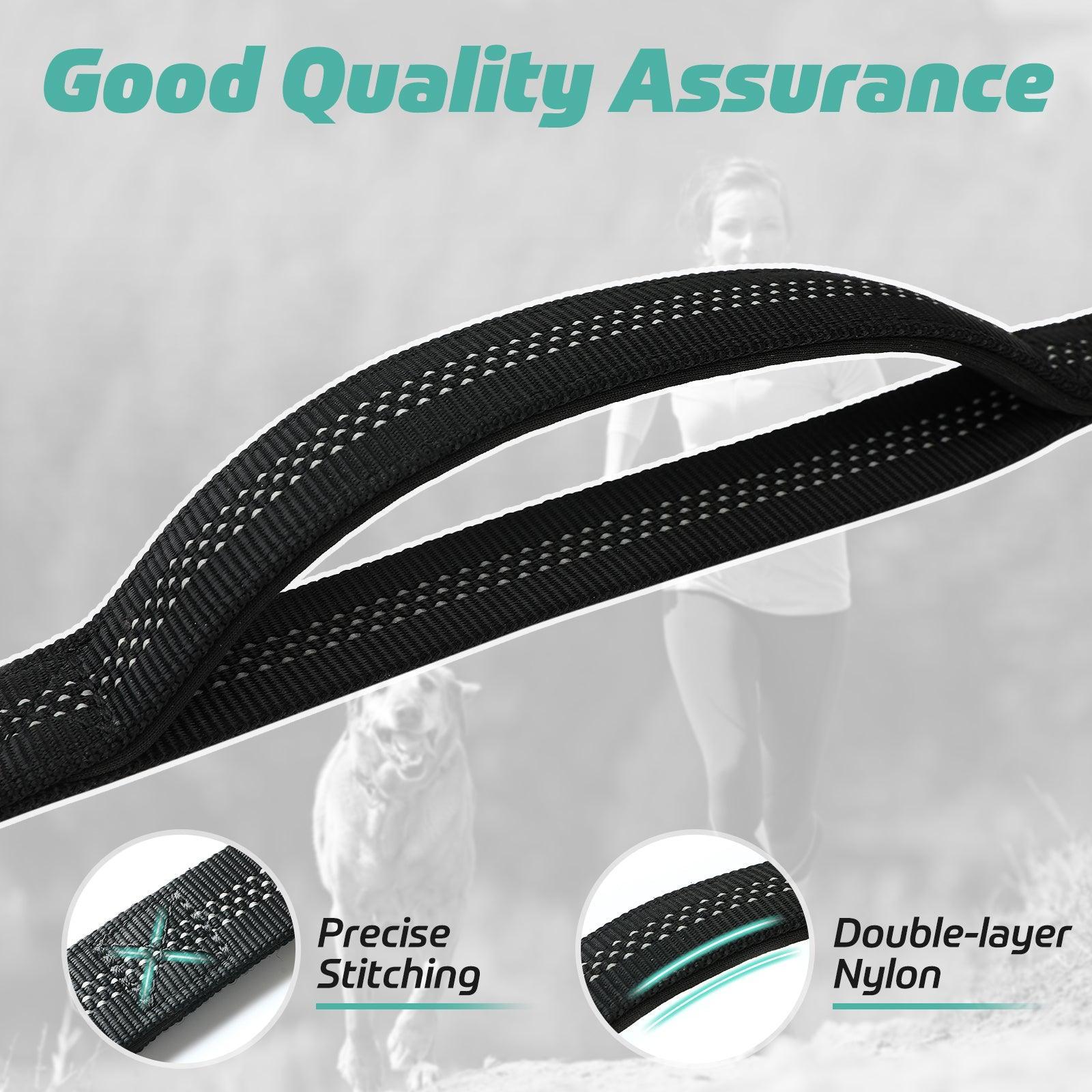 Rabbitgoo Dog Leash with 2 Padded Traffic Control Handles - Black 