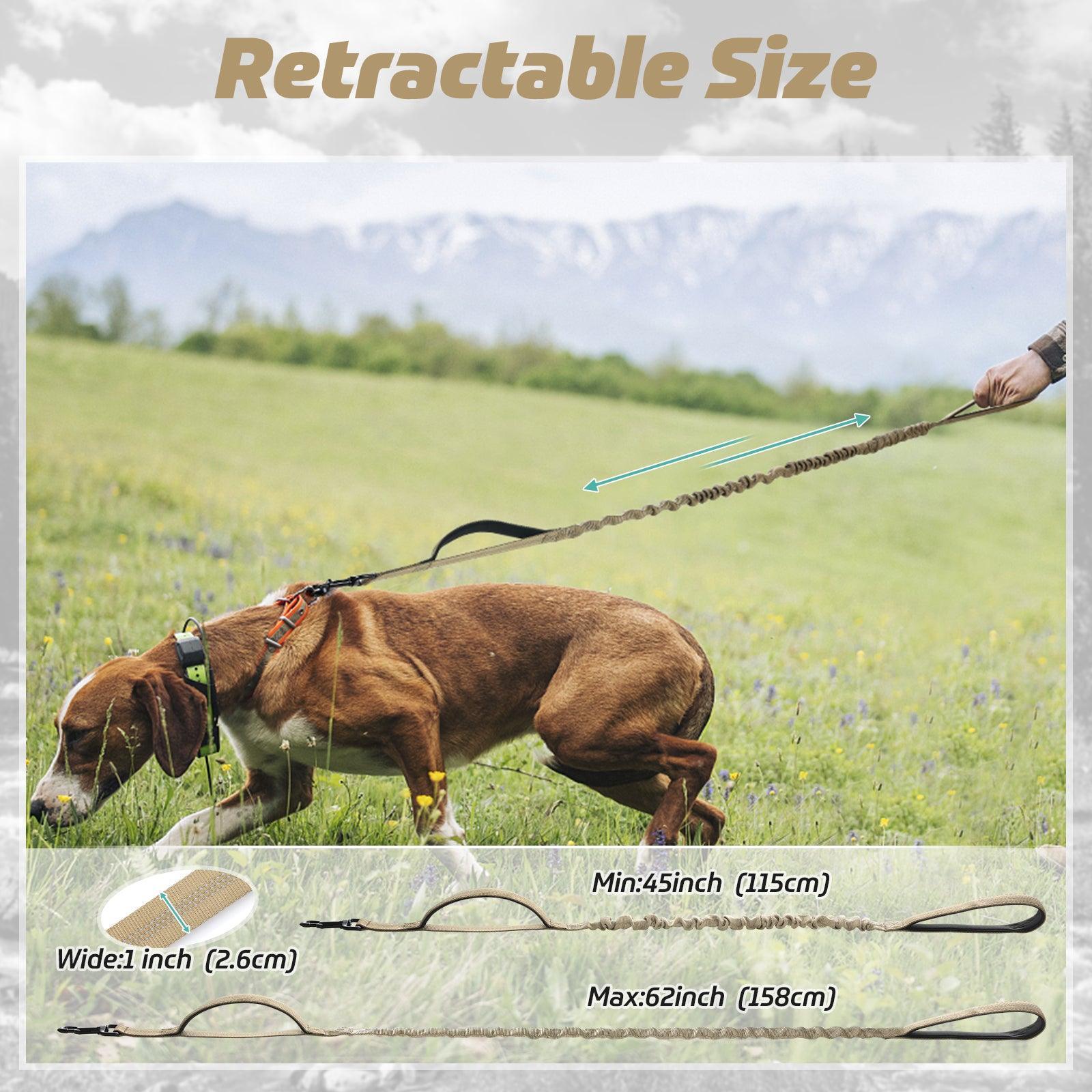 Rabbitgoo Dog Leash with 2 Padded Traffic Control Handles - Tan / Max: 5.2ft