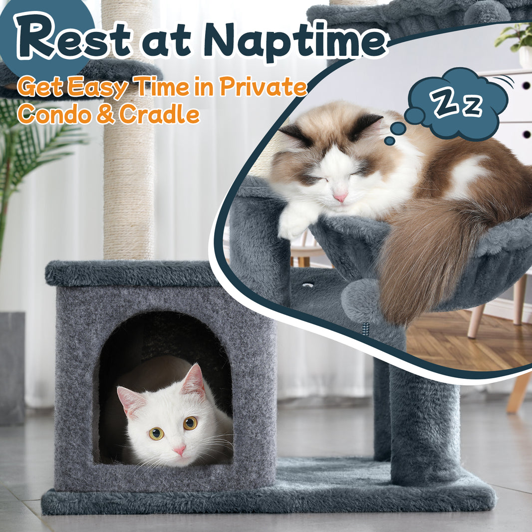 Rabbitgoo 33" Cat Tree for Indoor Kittens - Dark Grey / 19.2"L x 16.8"W x 33.45"H