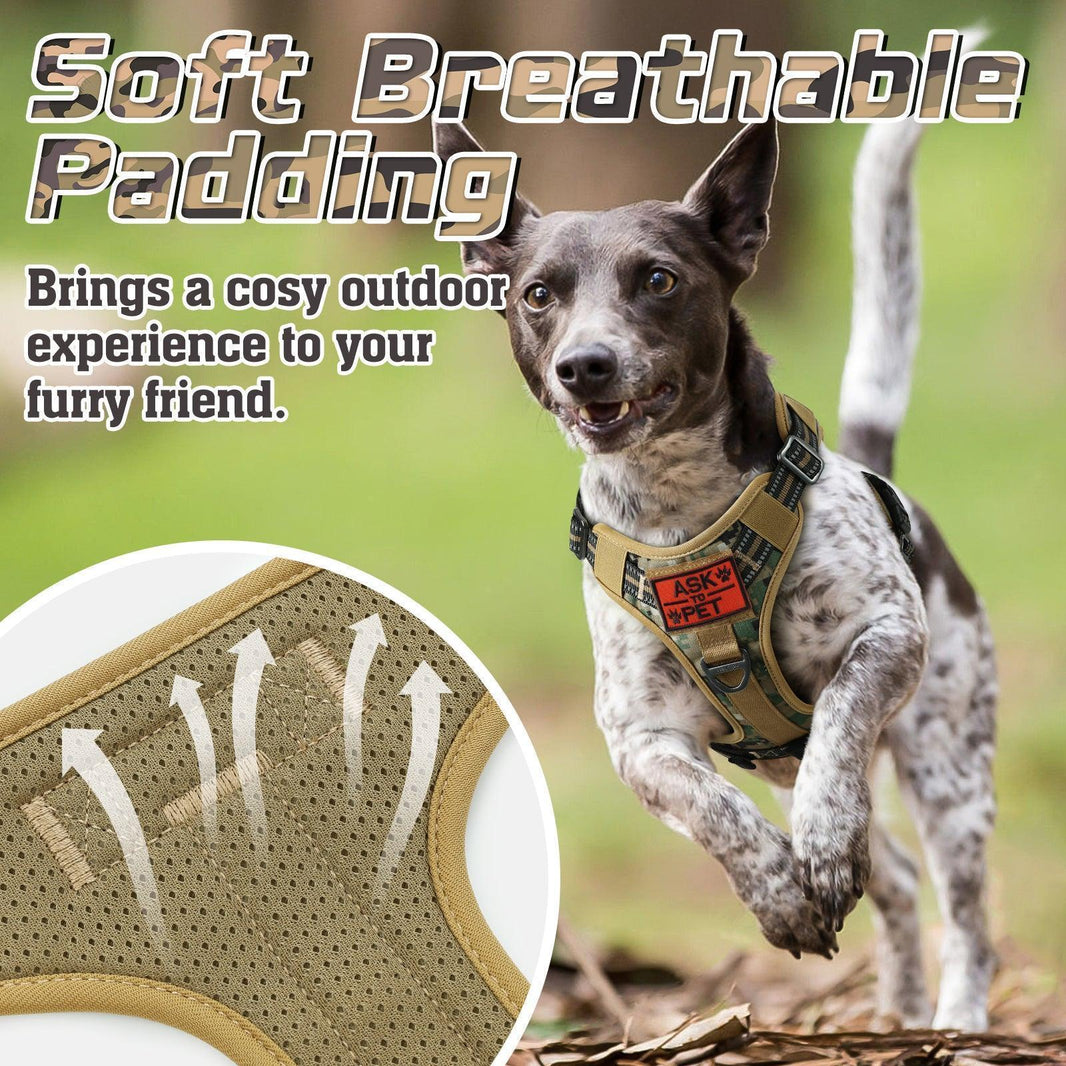 Camo Escape Proof Tactical Dog Harness - Brown camo