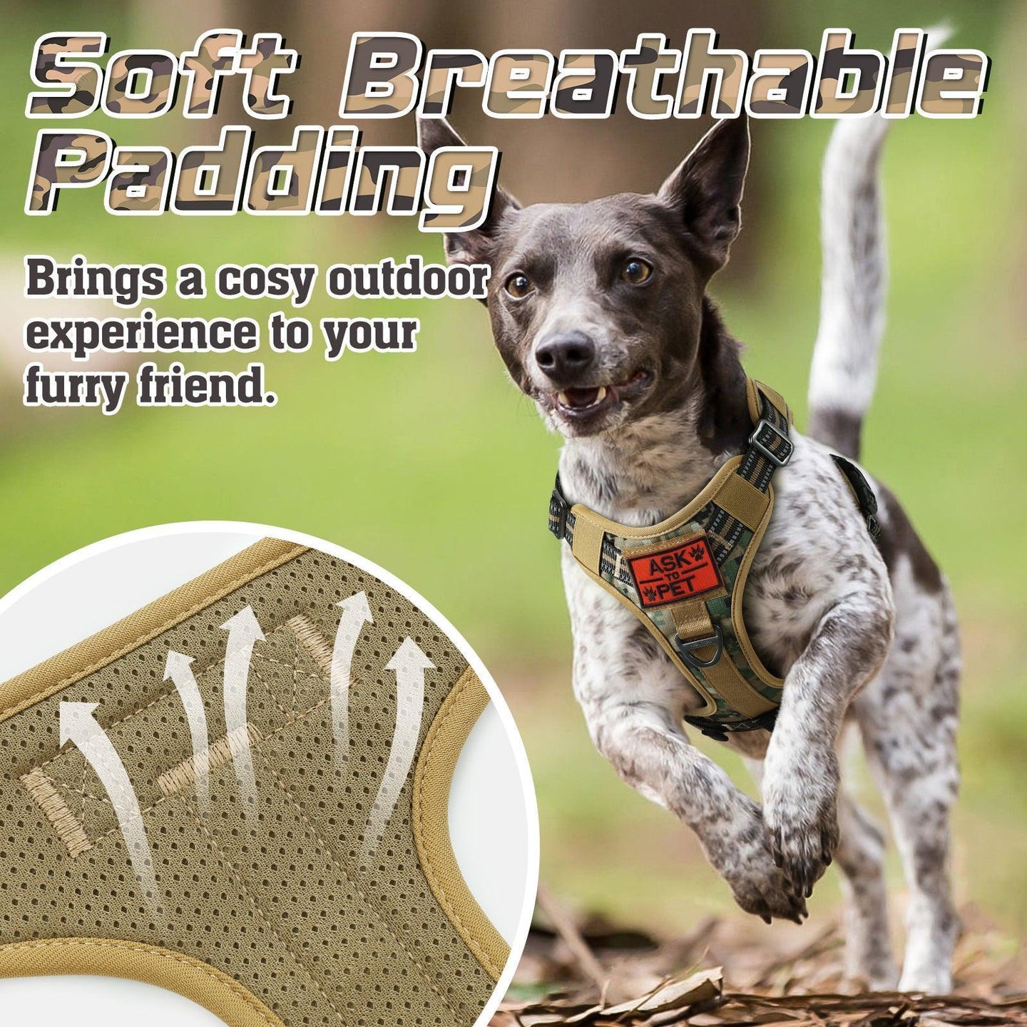 Tactical Dog Harness - Brown camo 