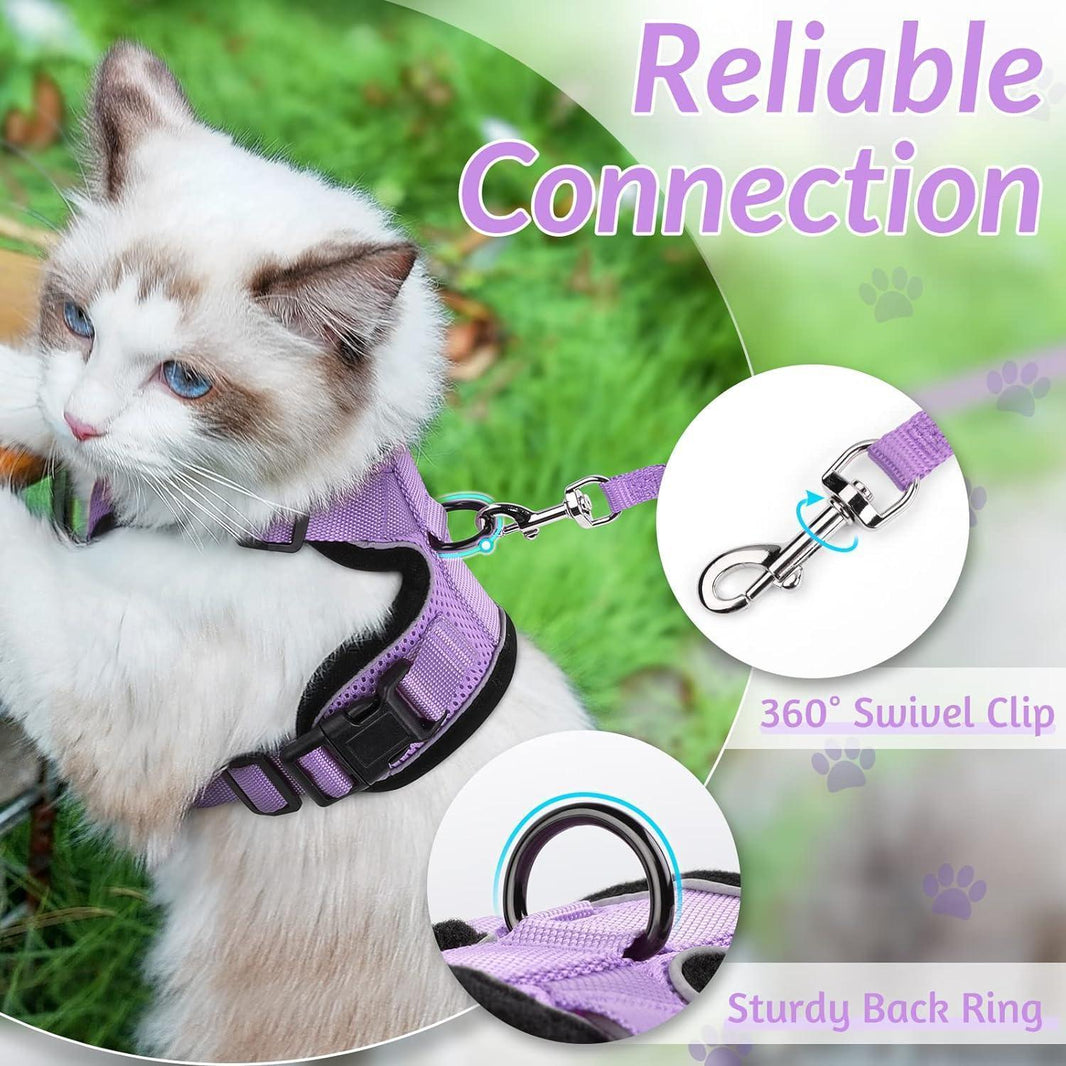 Rabbitgoo Classic Adjustable Cat Harness and Leash Set - Light Purple