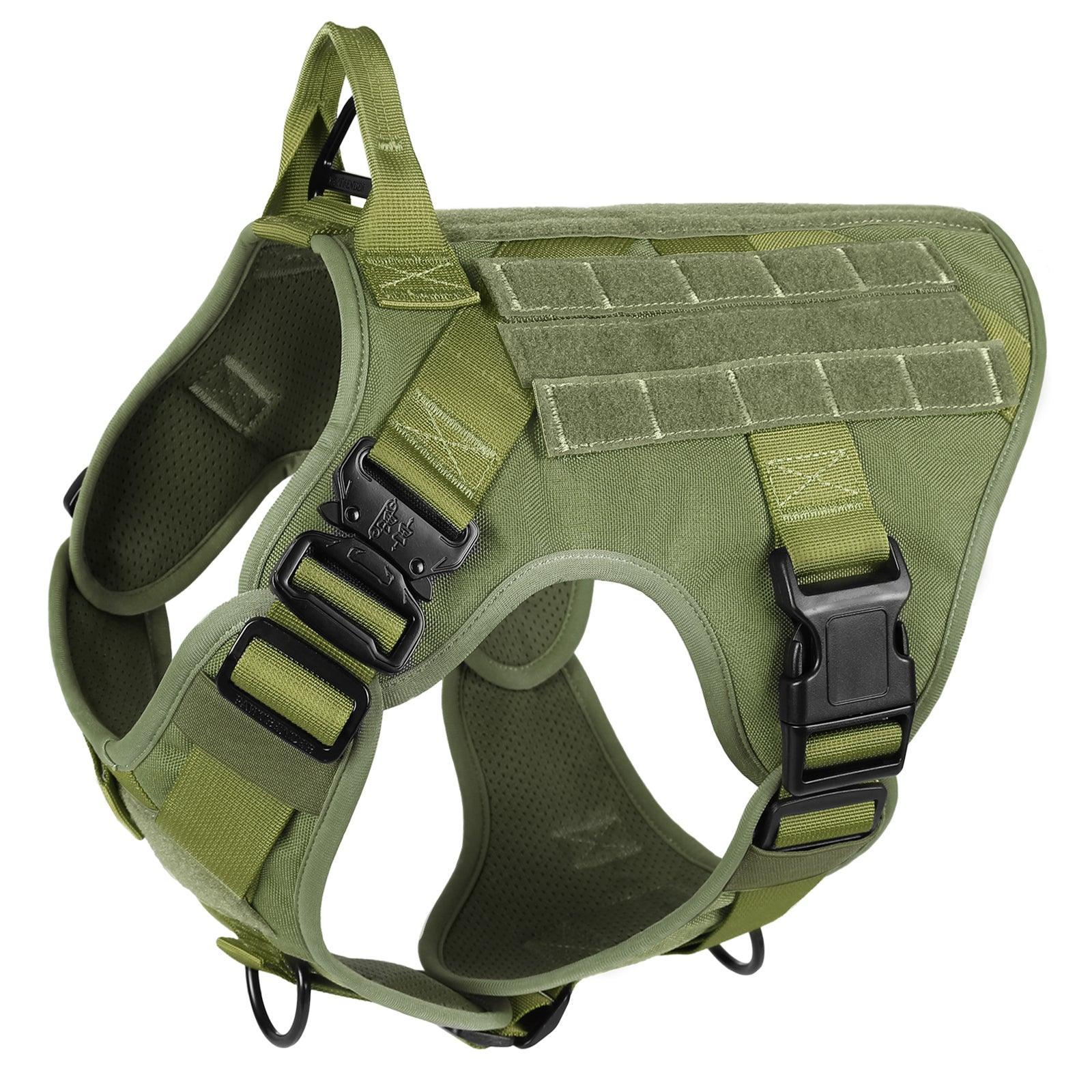 PAWTRENDER Tactical Dog Harness for Large Dogs - Green 