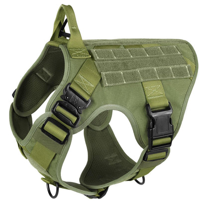 PAWTRENDER Tactical Dog Harness for Large Dogs - Green 