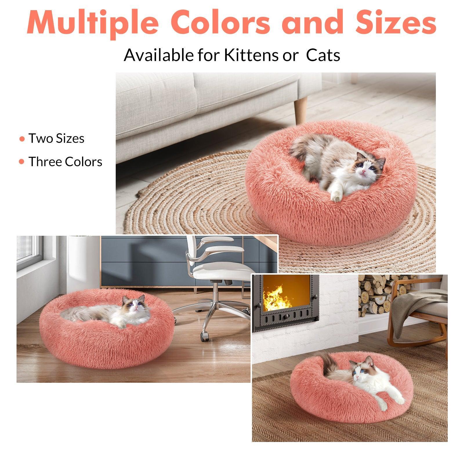 Soft Plush 20'' Donut Pet Bed - Pink 