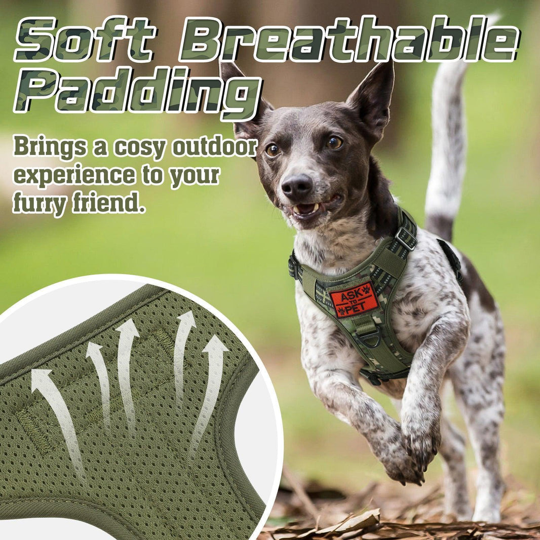 Camo Escape Proof Tactical Dog Harness - Green camo