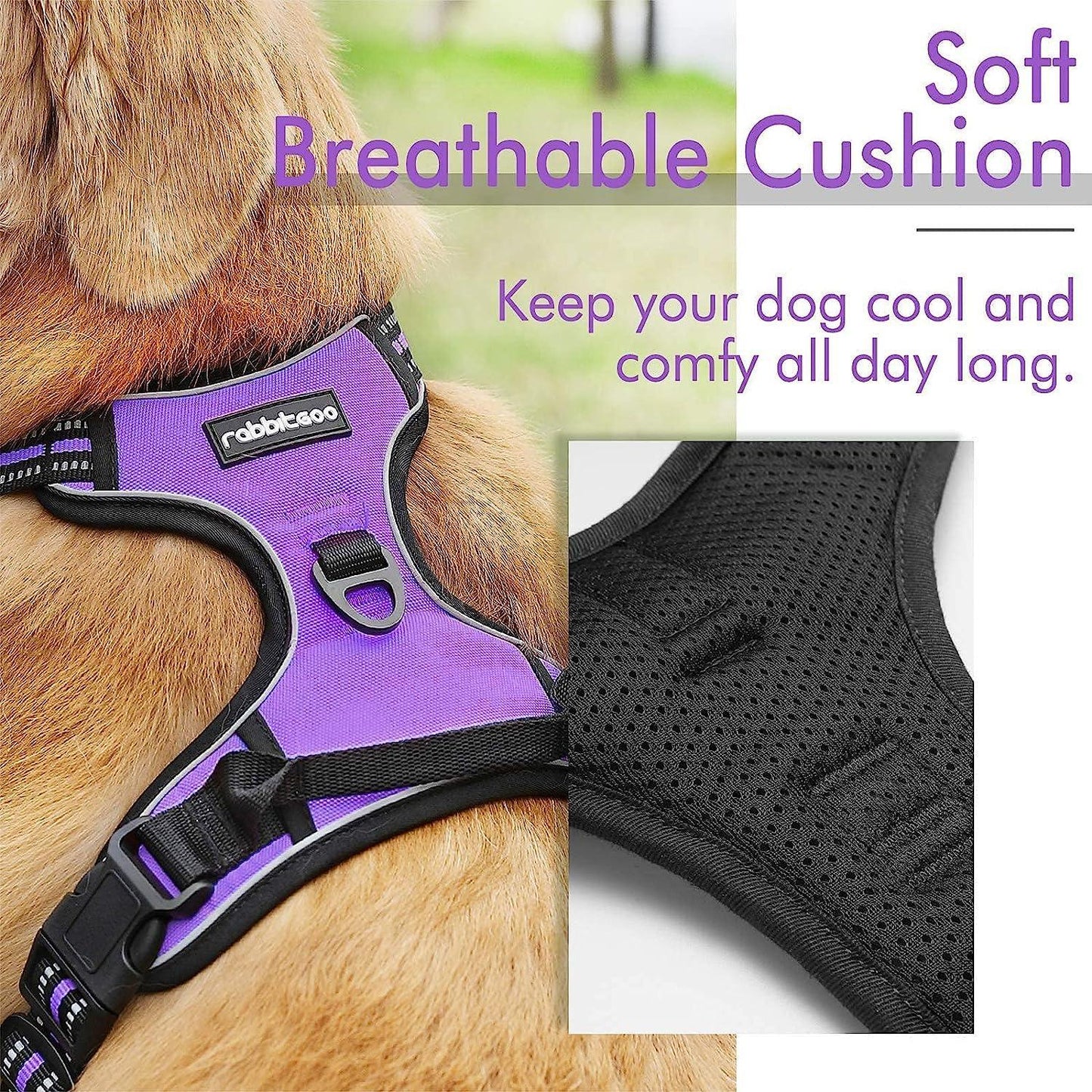 Rabbitgoo No Pull Dog Harness - Purple 