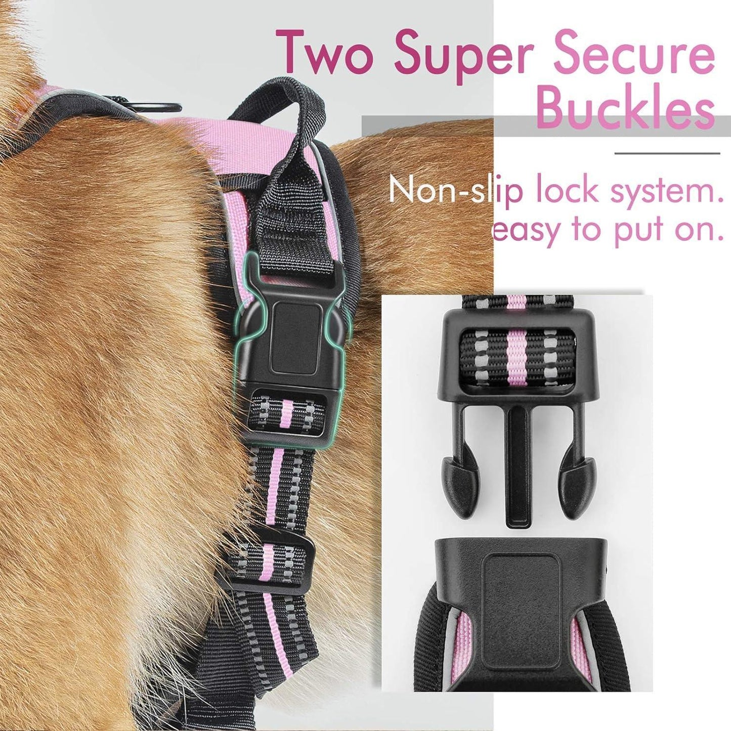Rabbitgoo No Pull Dog Harness - Pink 