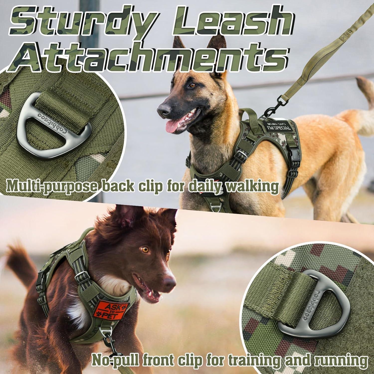 Camo Escape Proof Tatical Dog Harness - Green camo 