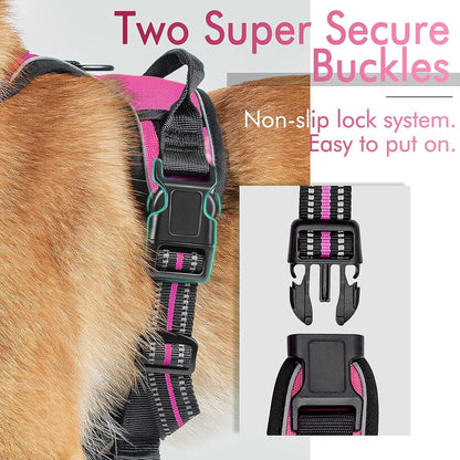 Rabbitgoo No Pull Dog Harness - Hot Pink 