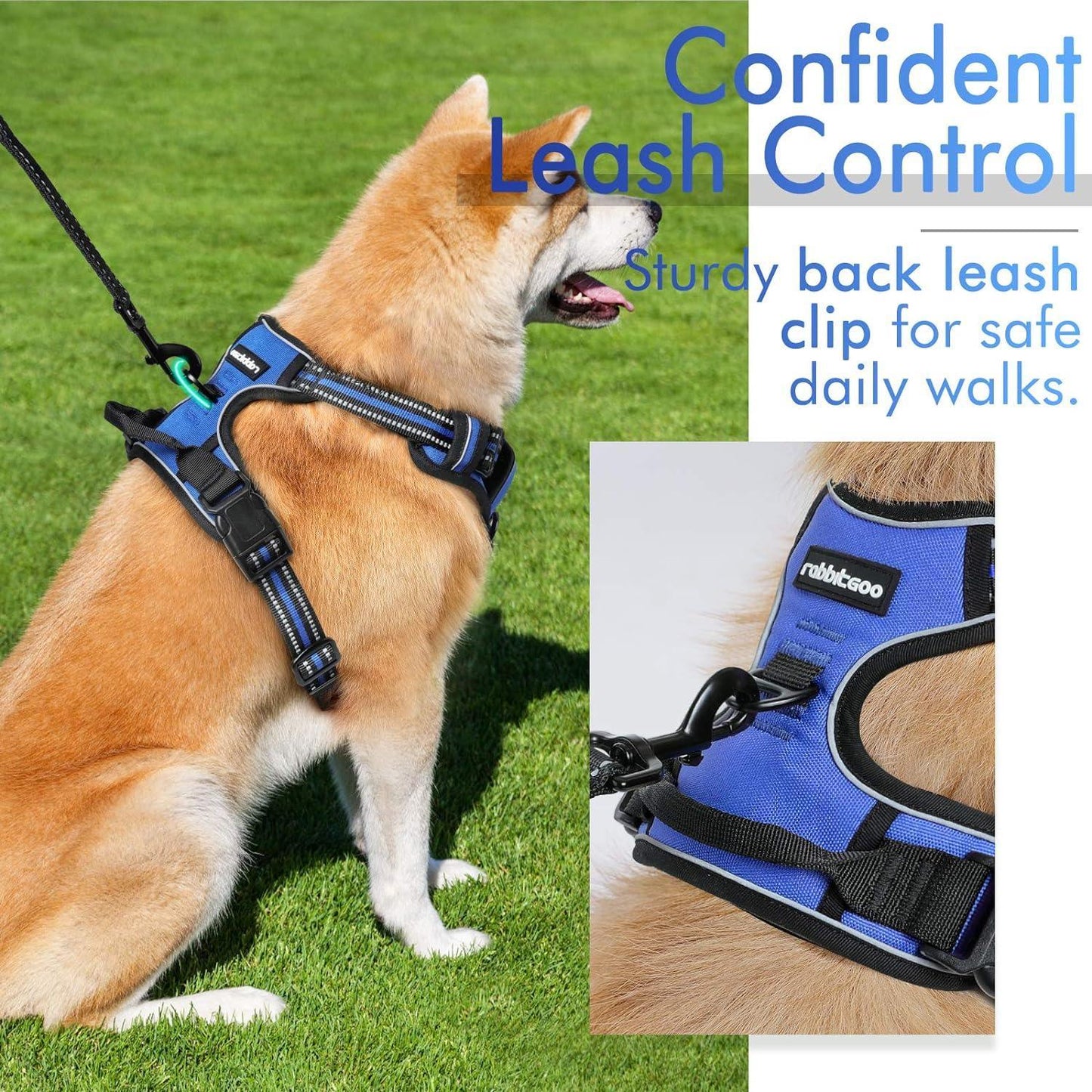 Rabbitgoo No Pull Dog Harness - Dazzling Blue 