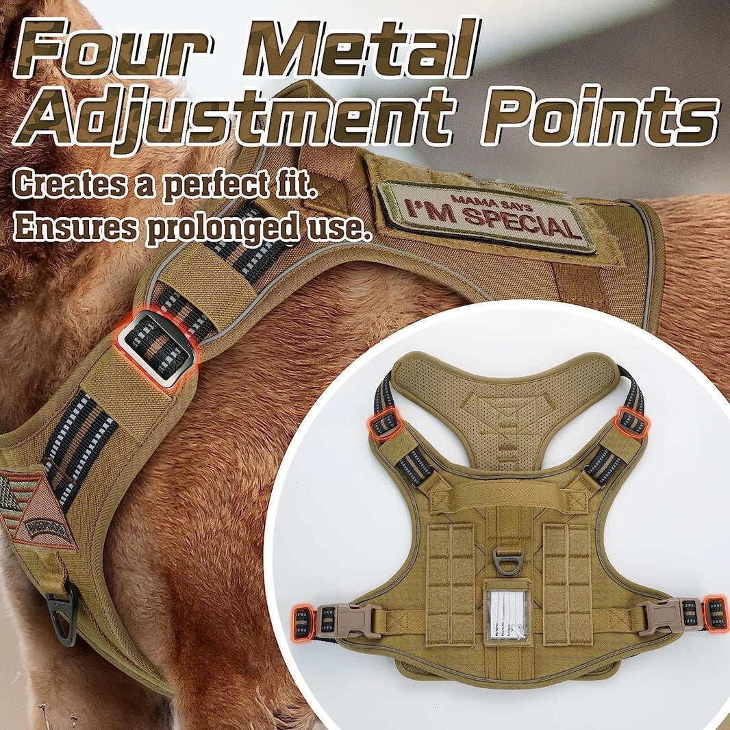 Solid Escape Proof Tactical Dog Vest Harness - Tan