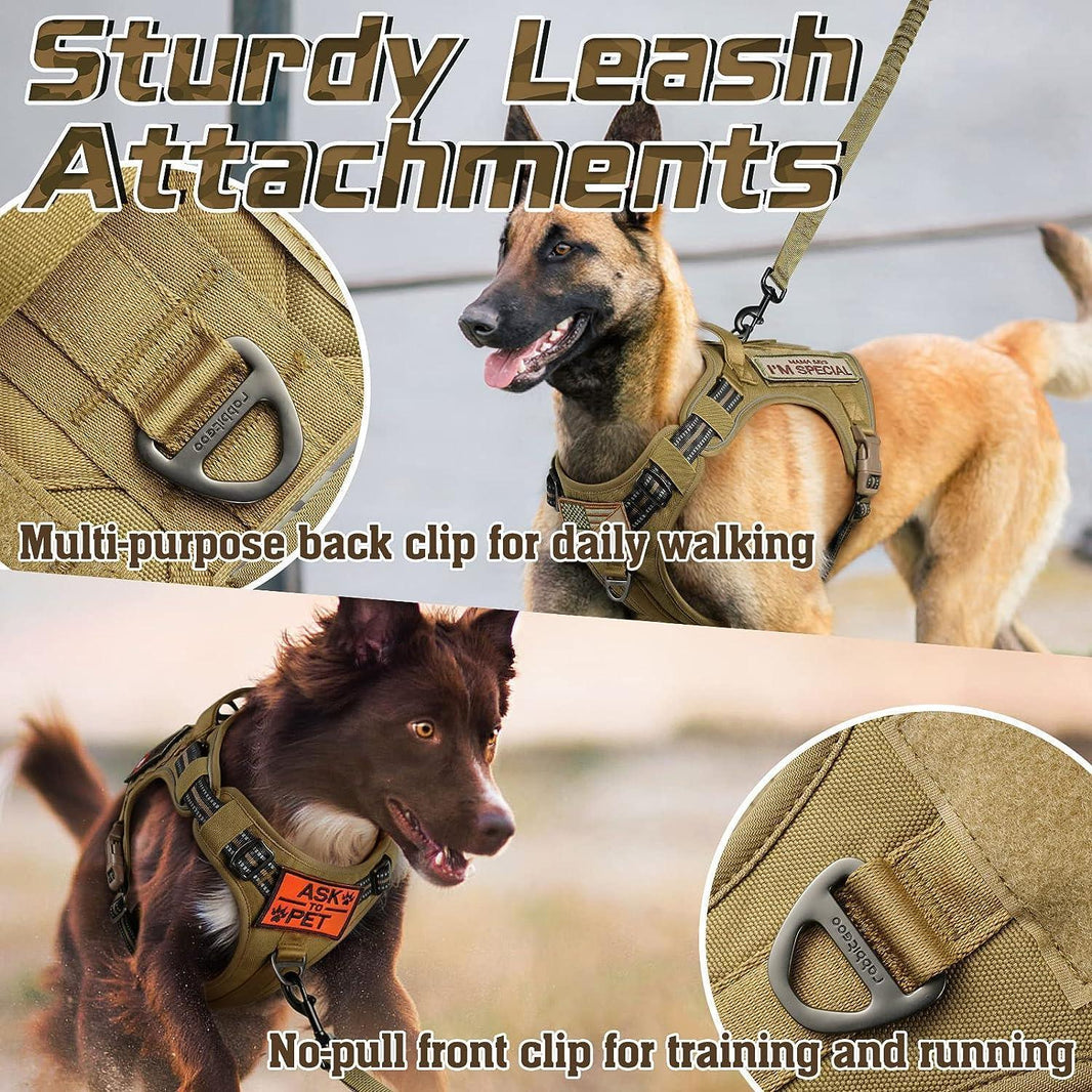 Solid Escape Proof Tactical Dog Vest Harness - Tan