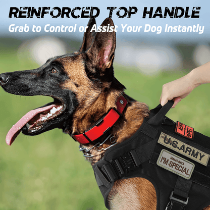 Tactical Dog Harness Vest with Handle - Black 