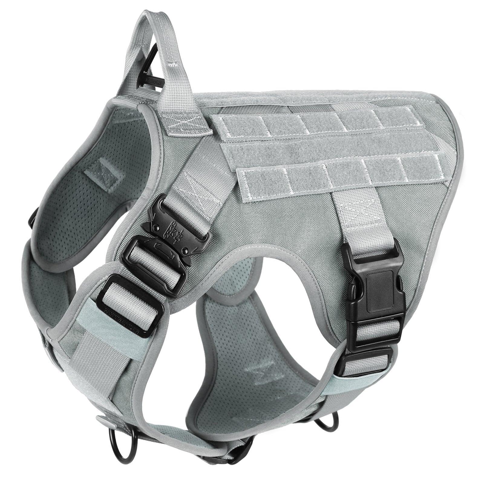 PAWTRENDER Tactical Dog Harness for Large Dogs - Grey