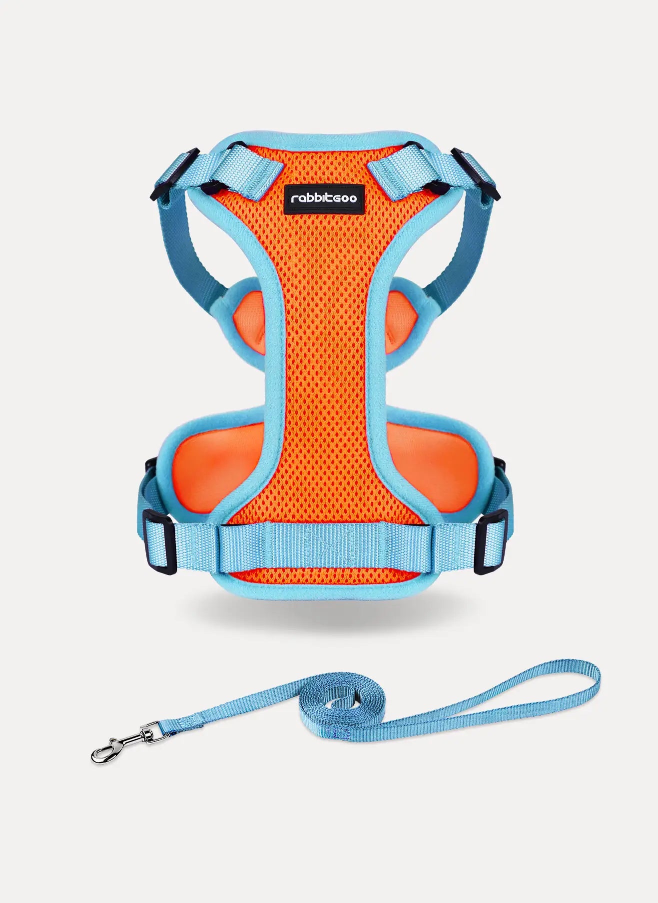 Rabbitgoo Fusion Adjustable cat harness and leash set - Orange & Light Blue 
