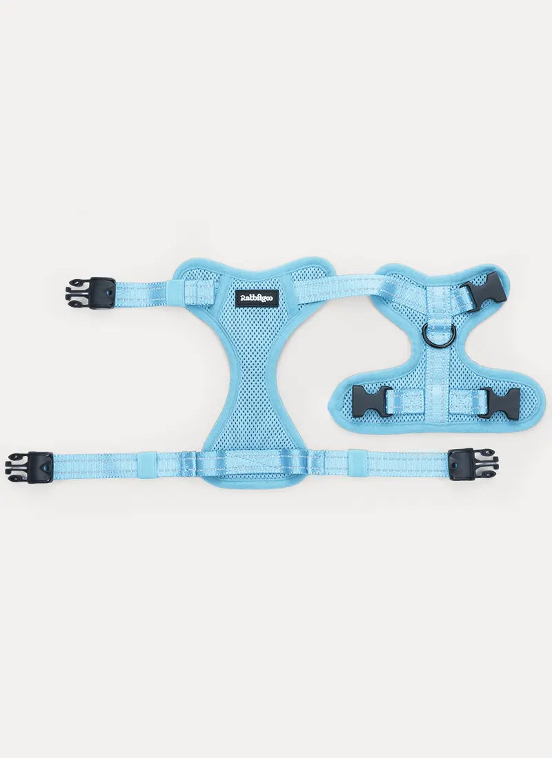 Rabbitgoo SnugFit 3-Point Cat Harness and Leash Set - Blue