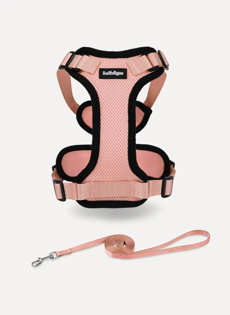 Rabbitgoo Classic Adjustable Cat Harness and Leash Set - Light Salmon Pink