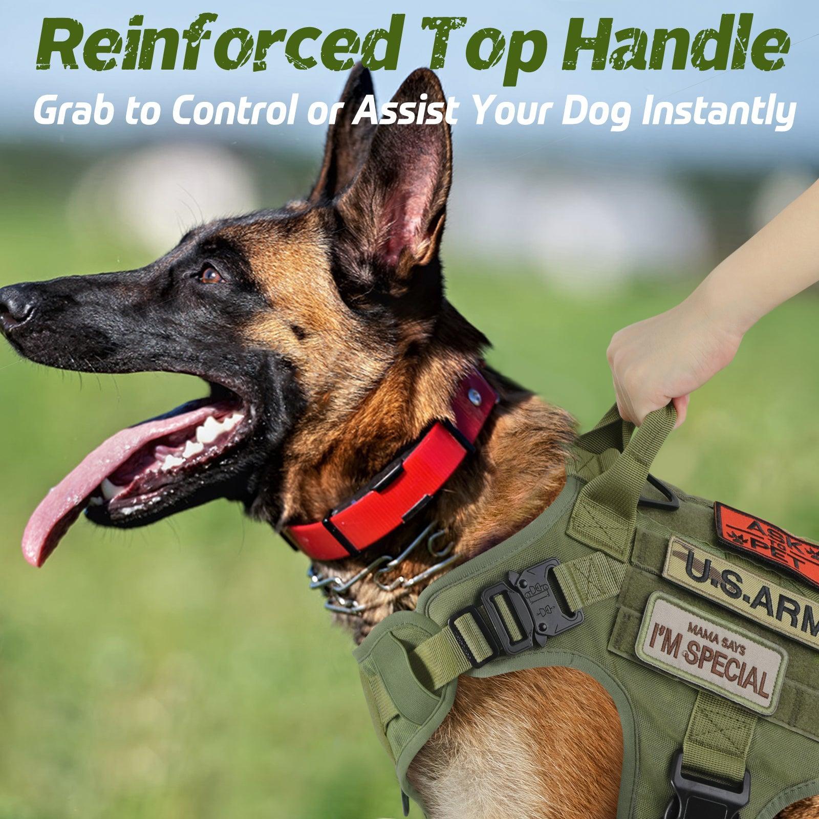 Tactical Dog Harness Vest with Handle - Green 
