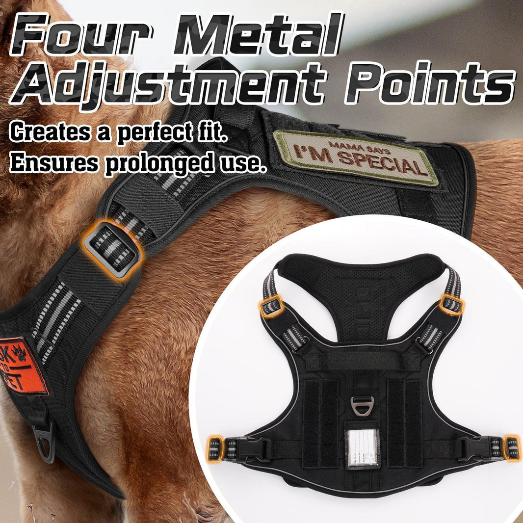 Solid Escape Proof Tactical Dog Vest Harness - Black