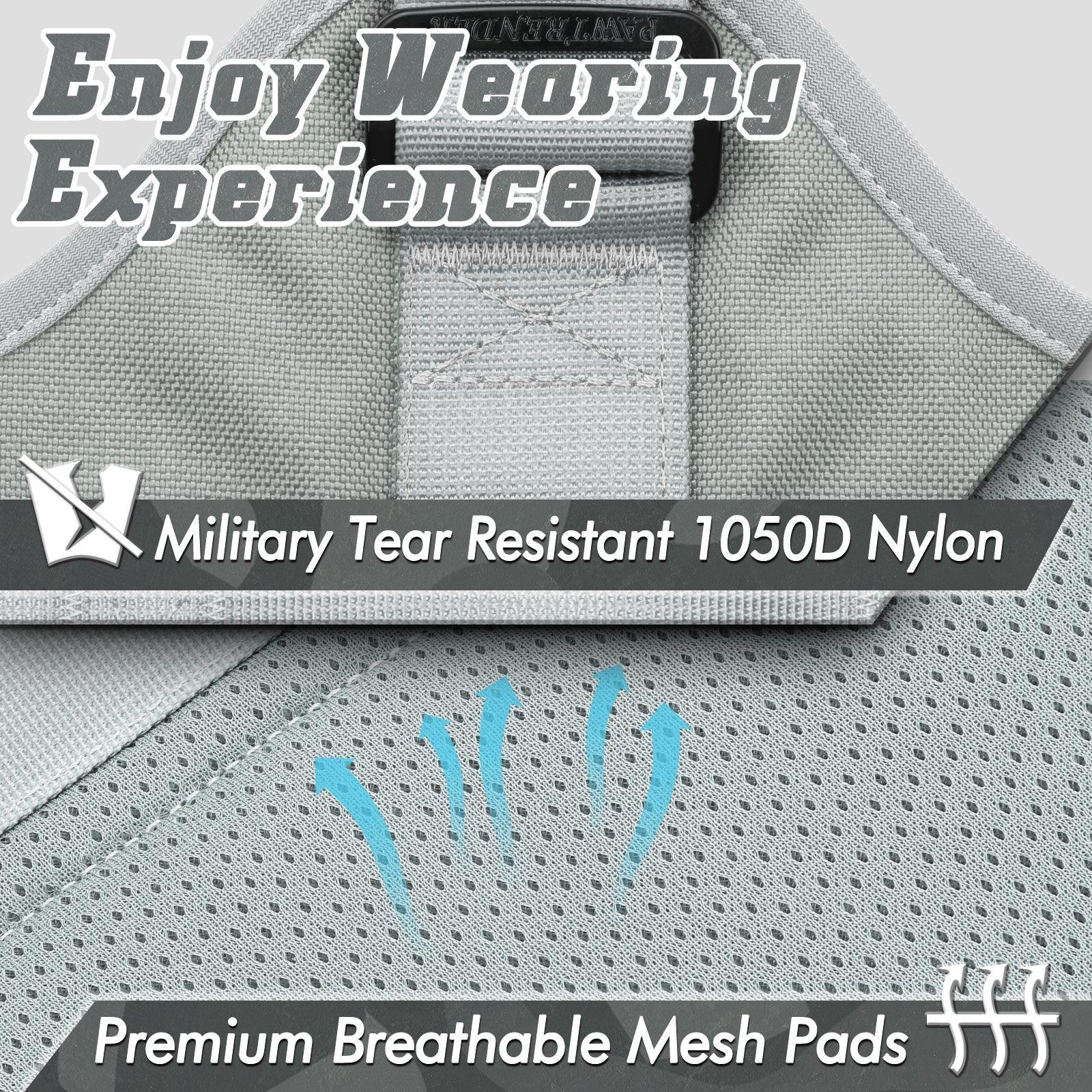 PAWTRENDER Tactical Dog Harness for Large Dogs - Grey