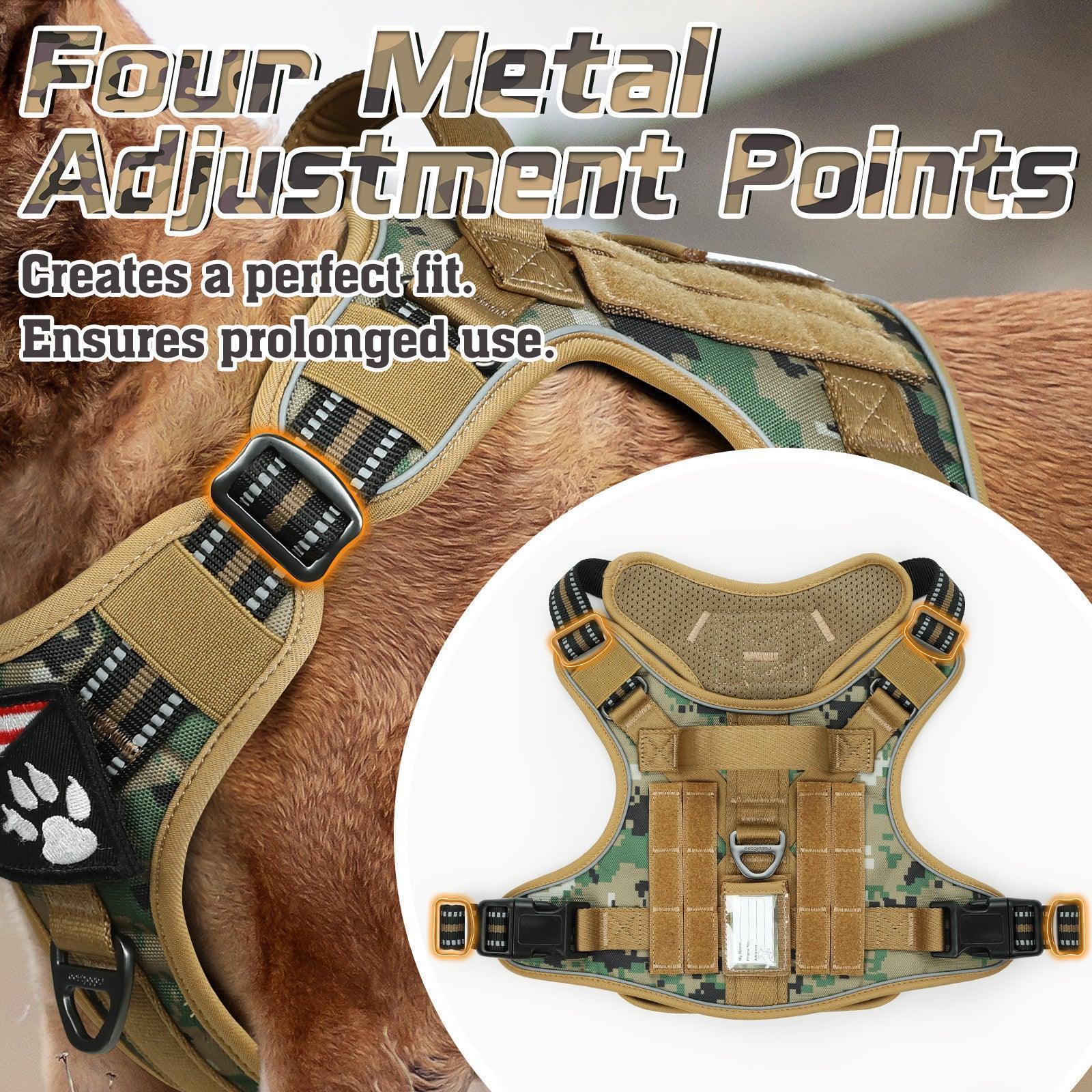 Brown Camo Tactical Dog Harness Leash Set