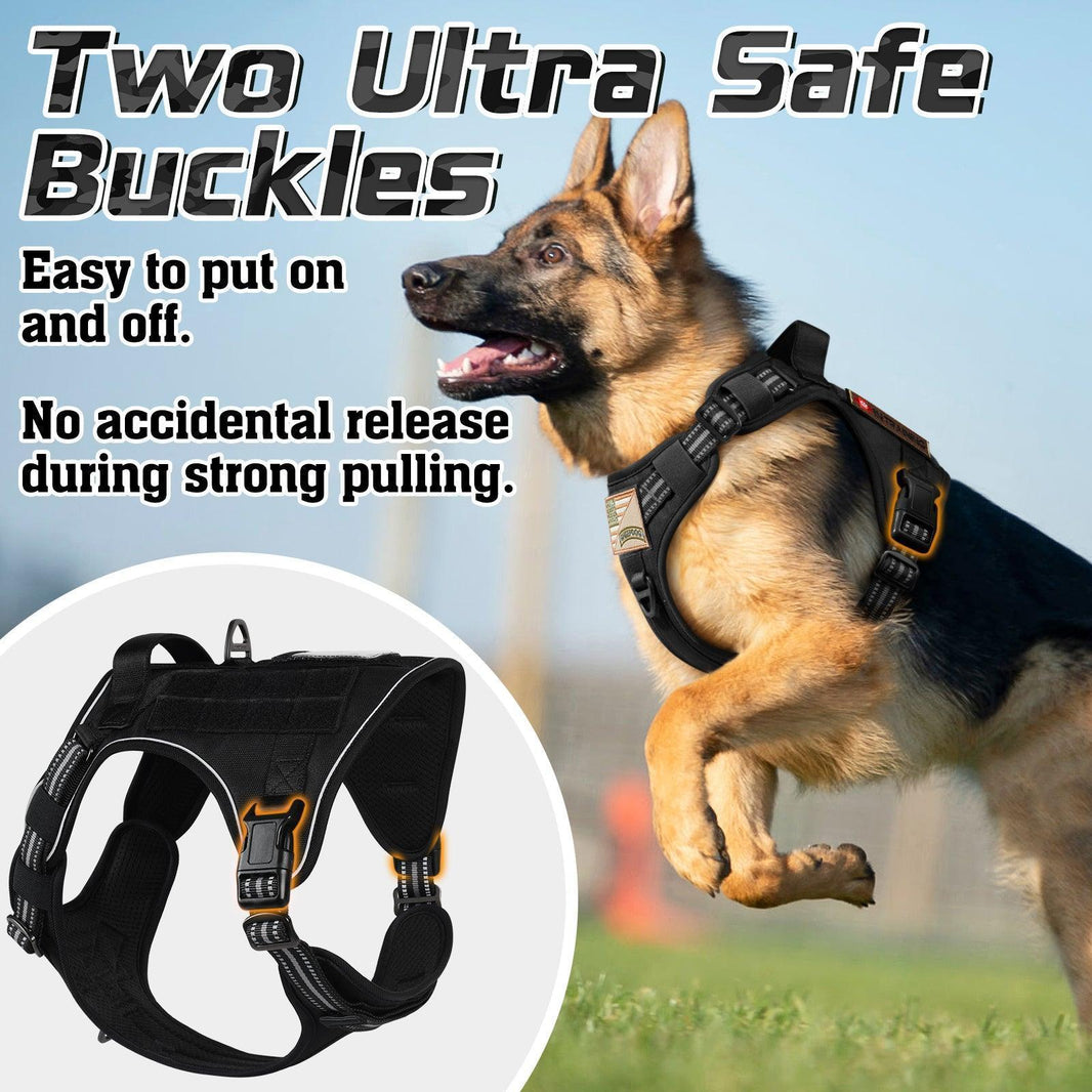 Solid Escape Proof Tactical Dog Vest Harness - Black