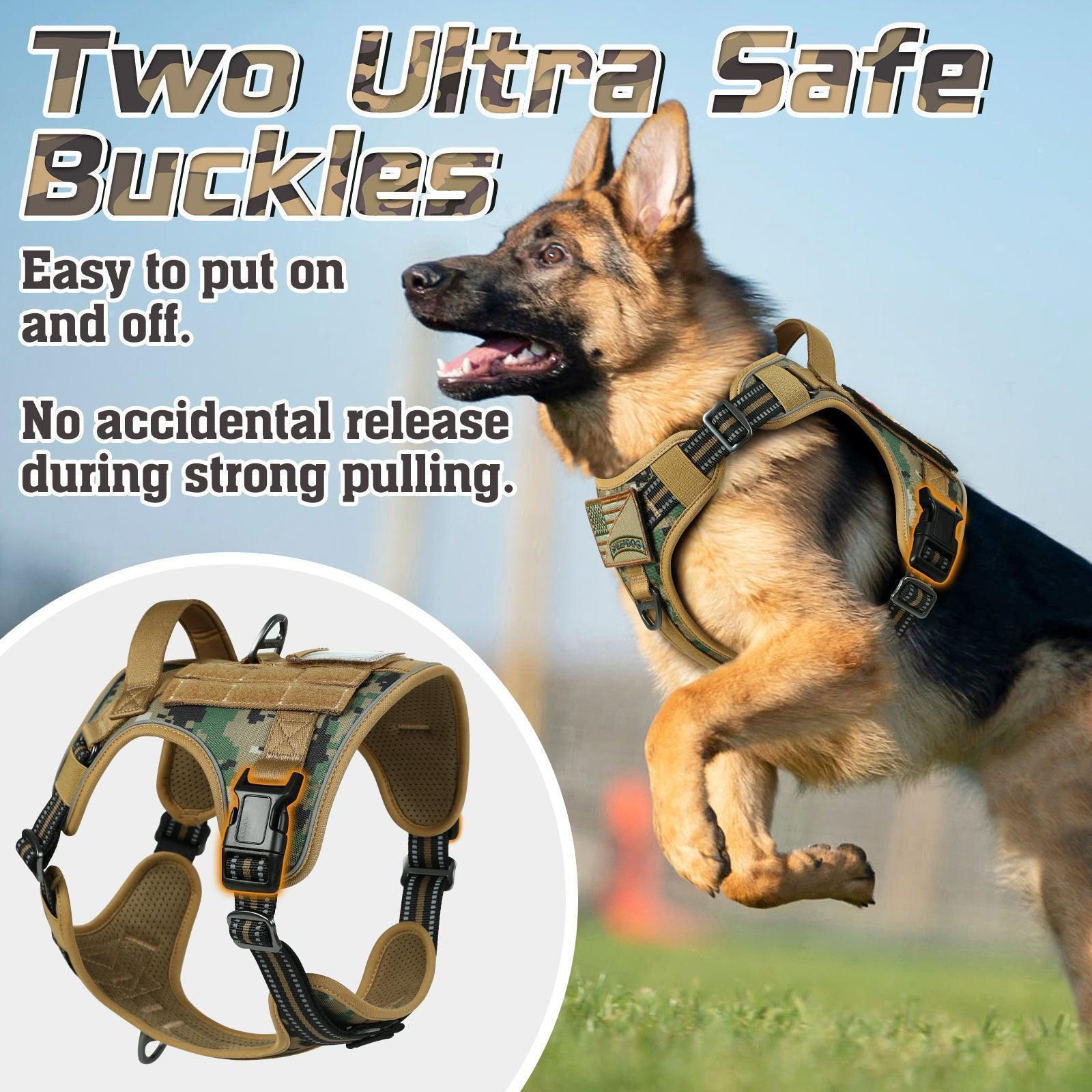 Camo Escape Proof Tactical Dog Harness - Brown camo
