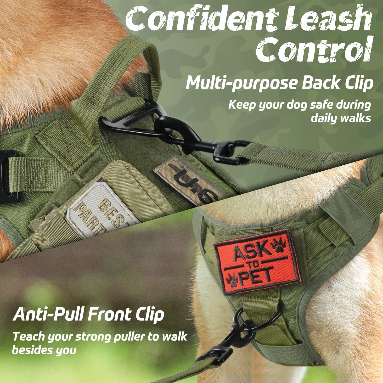 Tactical Dog Harness Vest with Handle - Green 