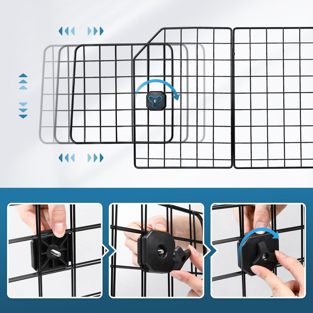 Rabbitgoo Triple Folding Adjustable Dog Car Barrier - Black