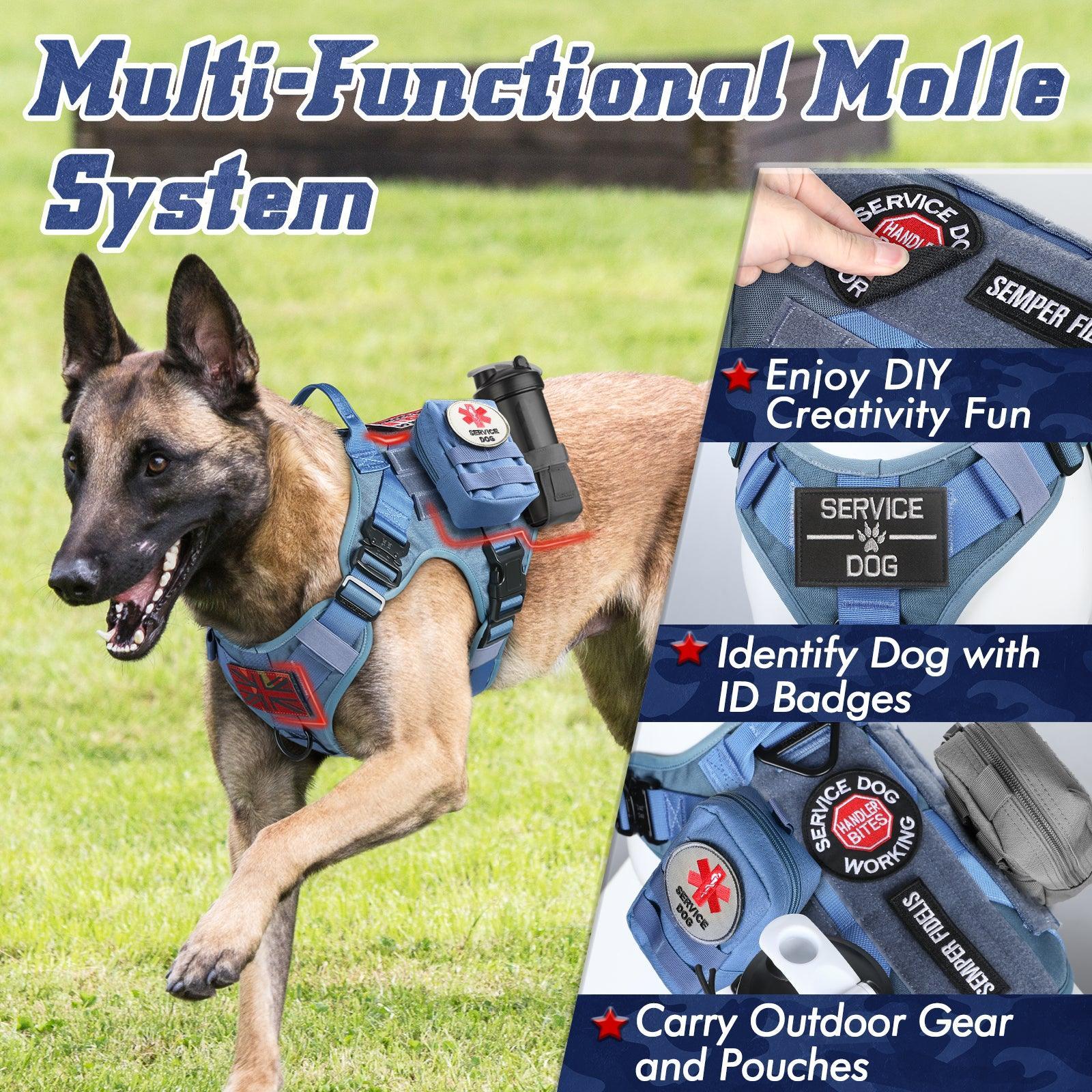 PAWTRENDER Tactical Dog Harness for Large Dogs - Blue