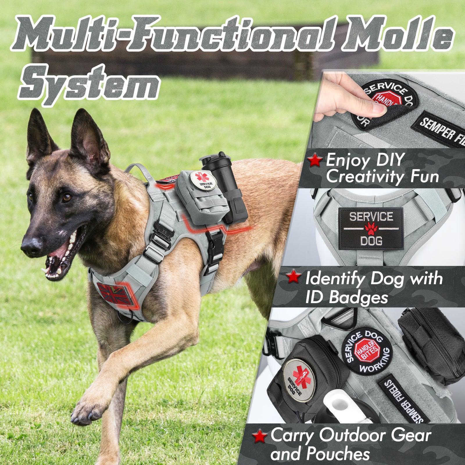 PAWTRENDER Tactical Dog Harness for Large Dogs - Grey