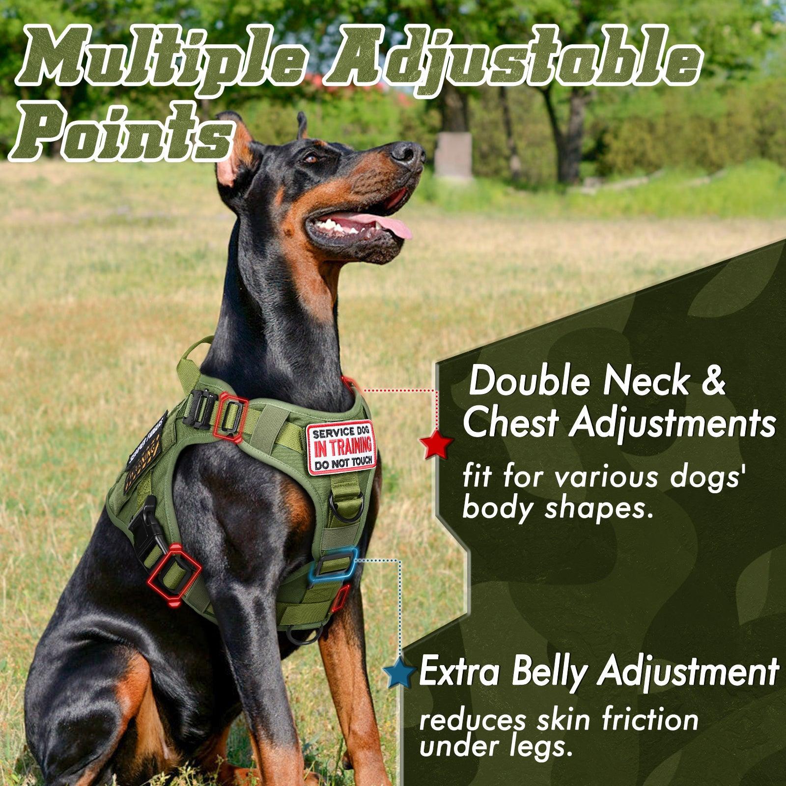 PAWTRENDER Tactical Dog Harness for Large Dogs - Green 