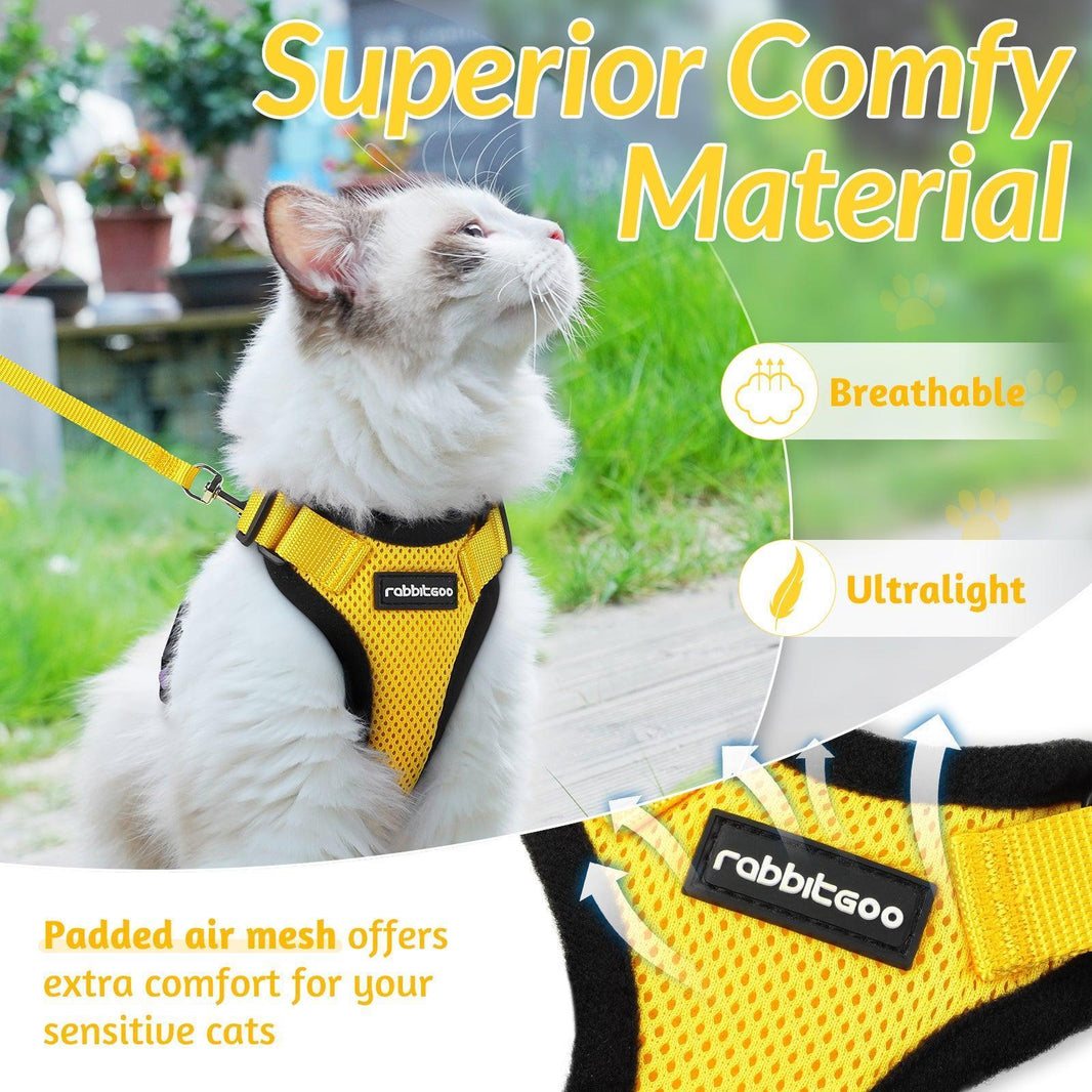 Rabbitgoo Classic Adjustable Cat Harness and Leash Set - Yellow